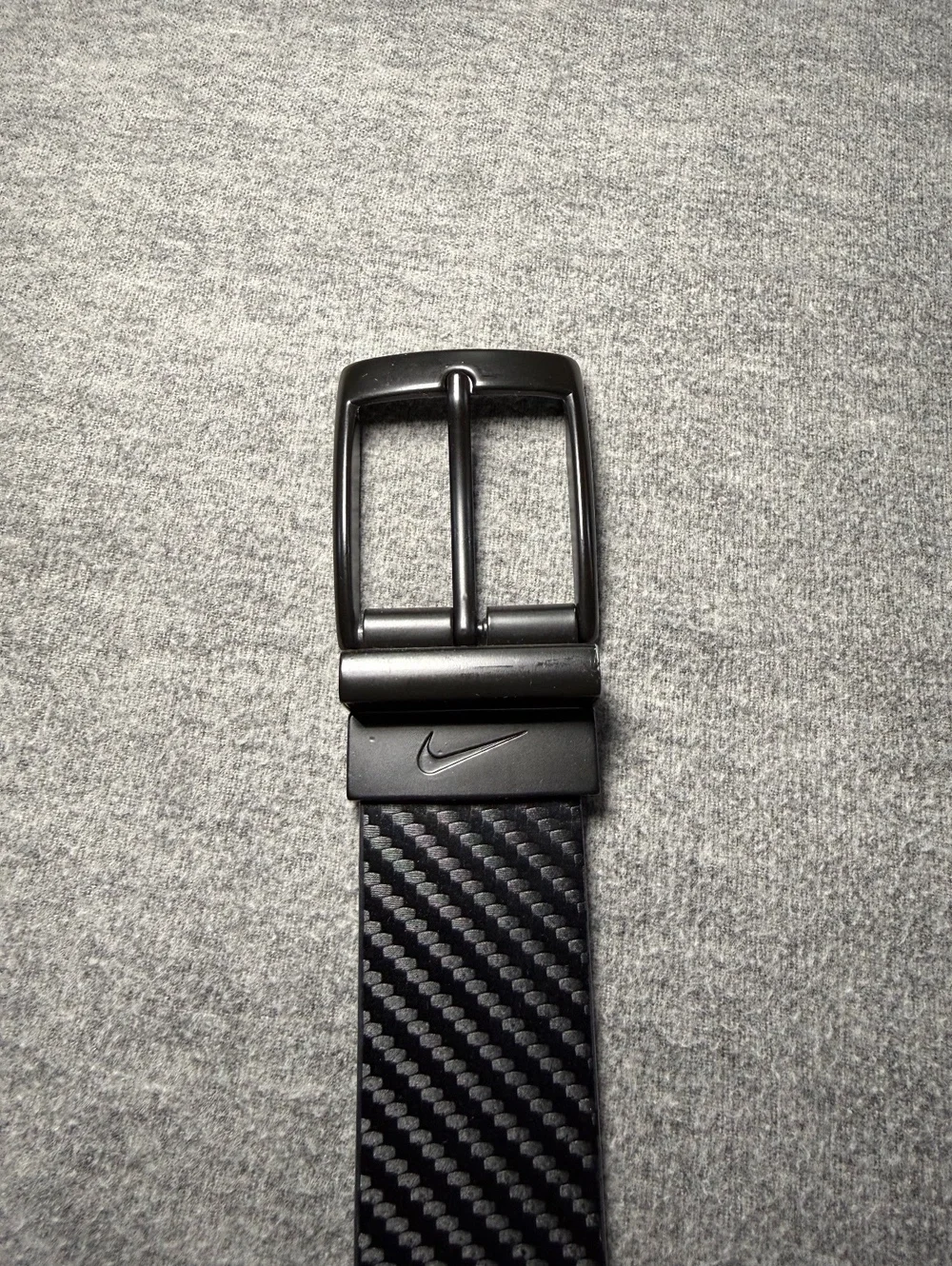 Nike Black Carbon Fiber Pattern Leather Belt Black Buckle Men’s Size 36